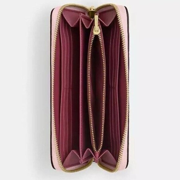 Coach Long Zip Around Wallet CW778 Powder Pink Signature Canvas Wristlet ORGPKG - Picture 6 of 9